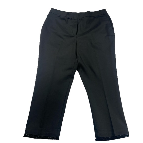 Chico's Pants - Chicos Black Size3 Sequined Hem Ankle Twill‎